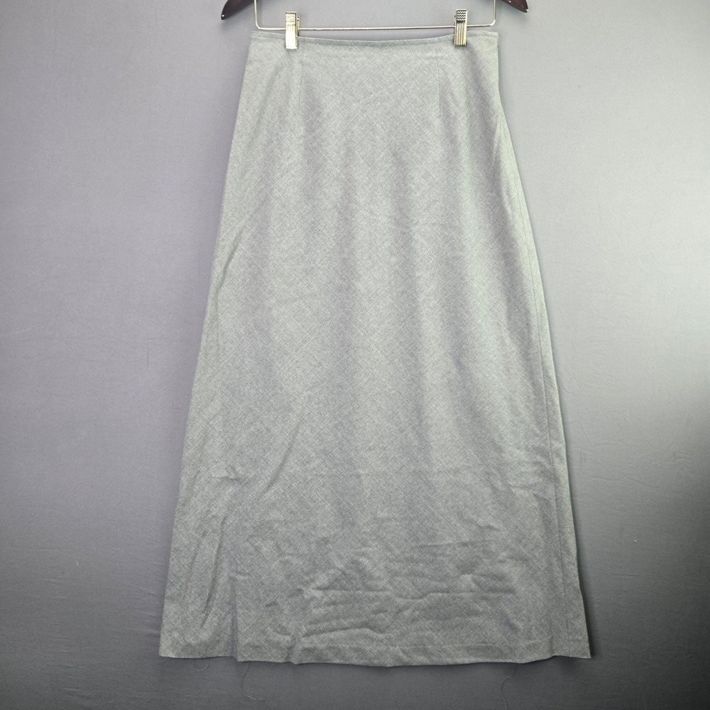 Ann Taylor Maxi Skirt Wool Blend Stretch 6 Gray A-Line Career Professional 2423
